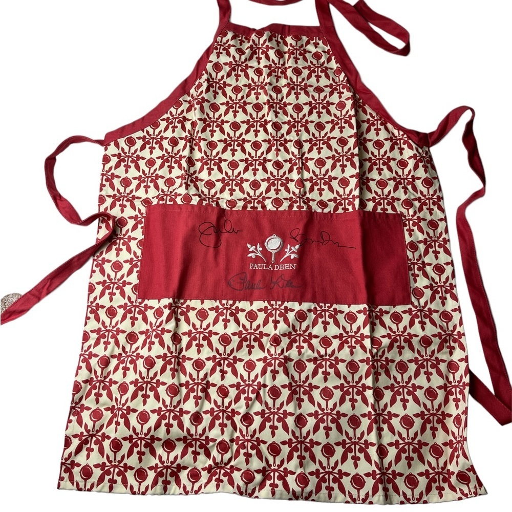 New Paula Deen Autographed Adult Apron & Oven mitt